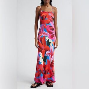 Farm Rio Floral Silk Maxi Dress (size small) NWOT